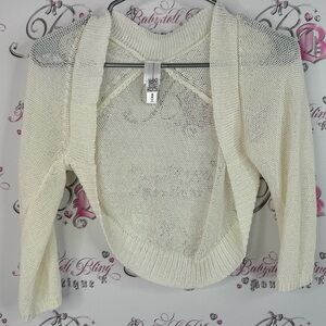 Wynne layers cardigan bolero knit crochet Elegant Cream Open-Front Women's Shrug